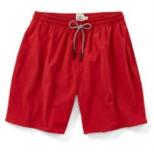Huckberry Flint and Tinder Breaker Trunks 8" Red Mesh Lined Swim Coastal-Small
